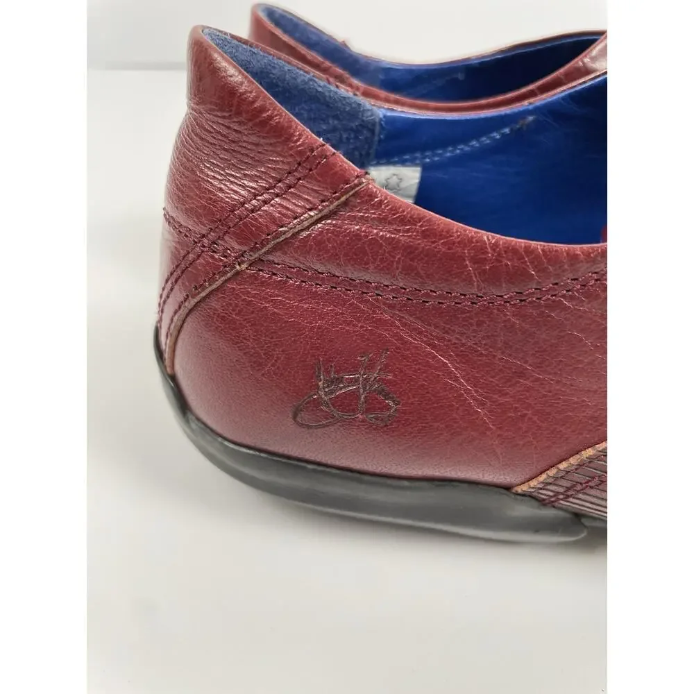 RARE! John Fluevog Men's 10 Jetstream Red Leather w/ Blue Interior Lace Up READ